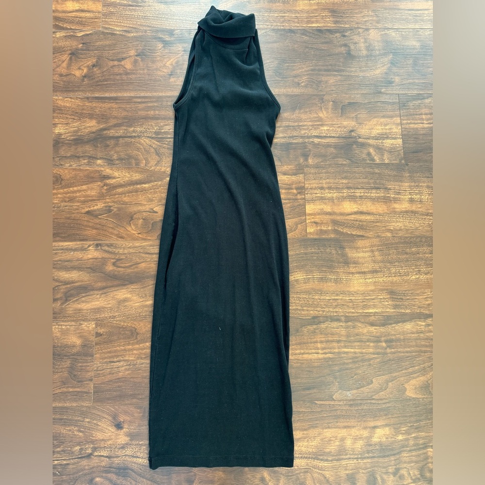 Sleeveless turtle neck dress - midi -‎ black - size s